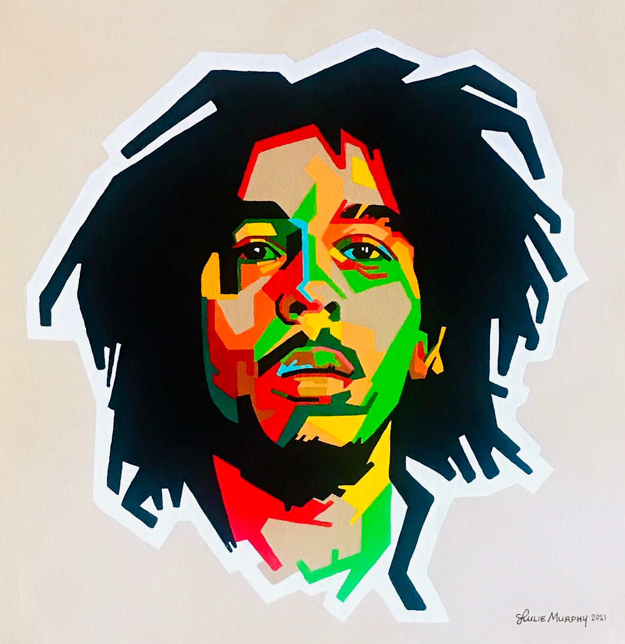 Bob Marley 💚 Abstract Rastafarian ONE LOVE | helloart