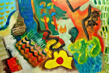 Woman Sitting in a Park with her Dog