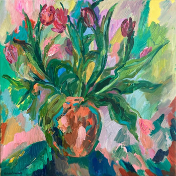 Tulips. Floral Acrylic Painting; Expressionist Art; Wall Decor; Signed Art