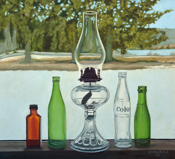 Lamp and Bottles Still Life