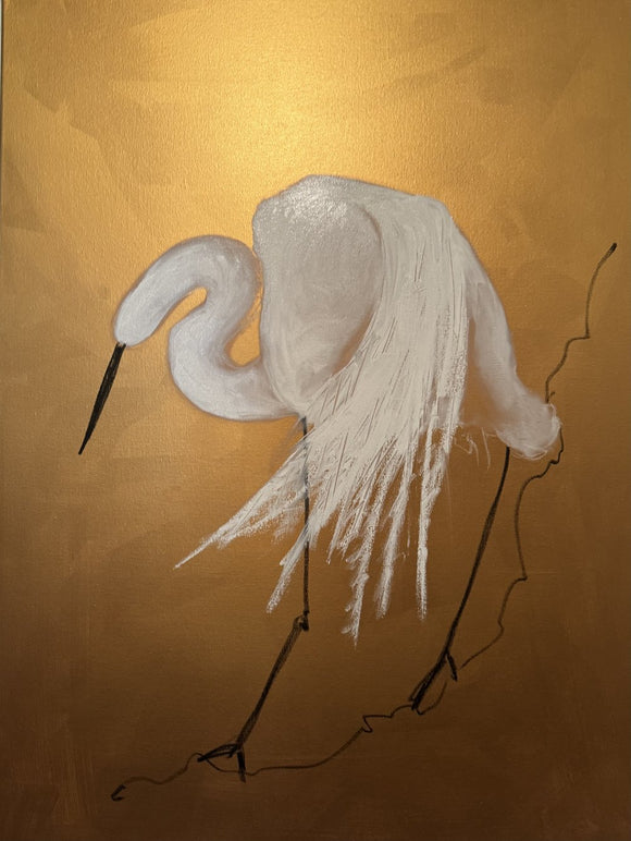 Egret on Gold