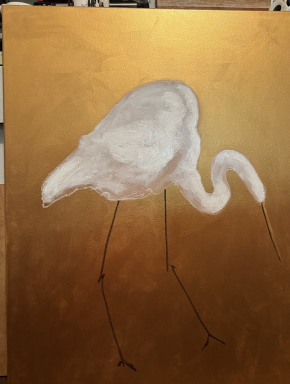 Egret on Gold