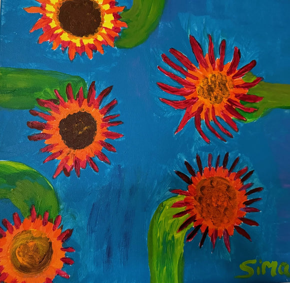 Orange and Blue Sunflower