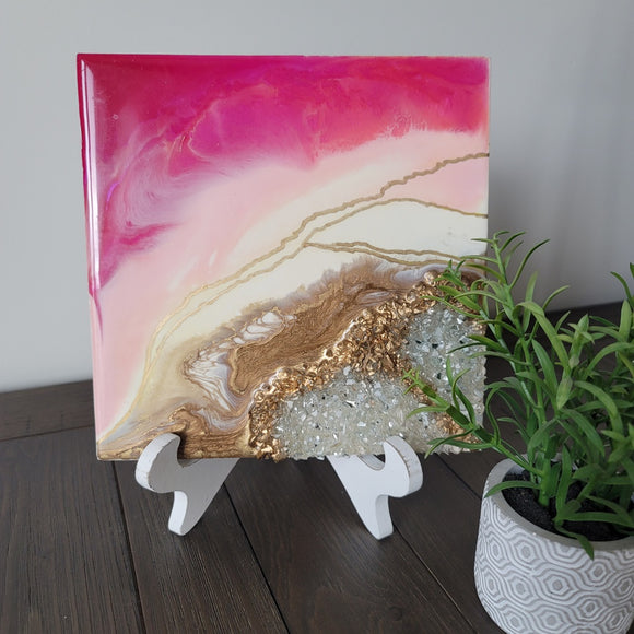 Pink and Gold geode Mini 8"X8"