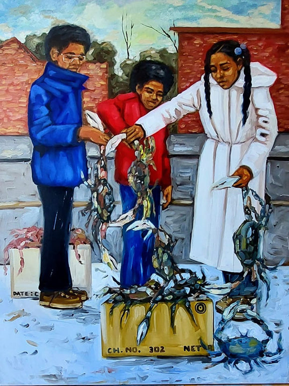 A crab garland in Kensington Market