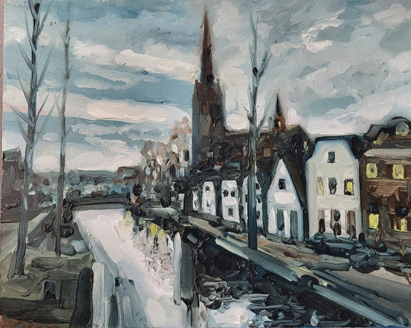 Catherdral on a canal in Weesp, Netherlands