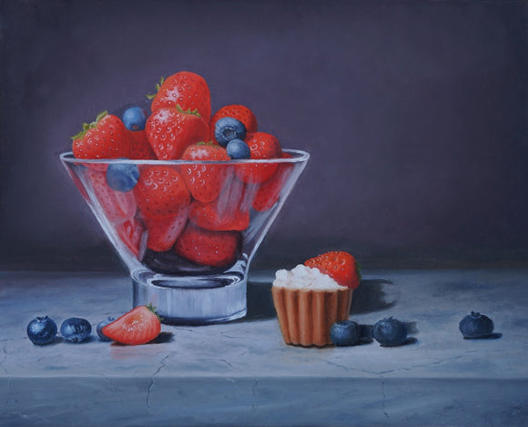 Strawberries in crystal vase
