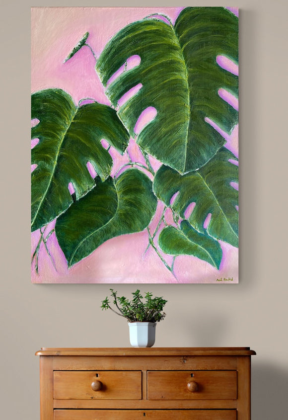 Monstera on Pink