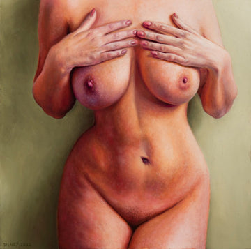Nude Figure: Woman with Hands on Chest