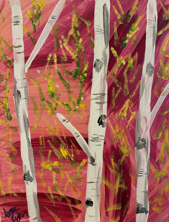 Birch Trees-Pink