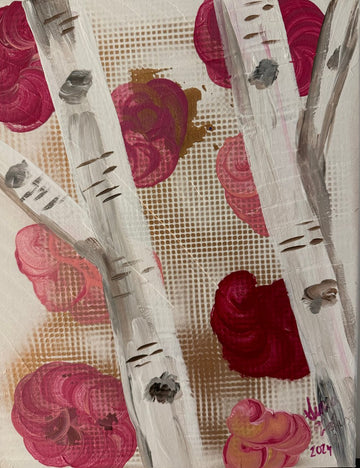 Birch Trees - Pink and Red