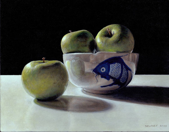 Still Life: China Bowl and Green Apples