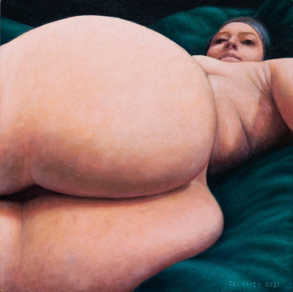 Nude Figure Reclining on Green Blanket