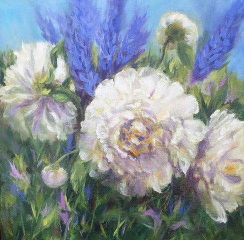 Garden of White Peonies