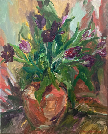 Tulips in a Terracotta Vase