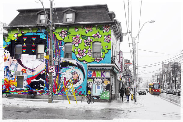 A Rainy Day, Queen St. West at Claremont, Toronto