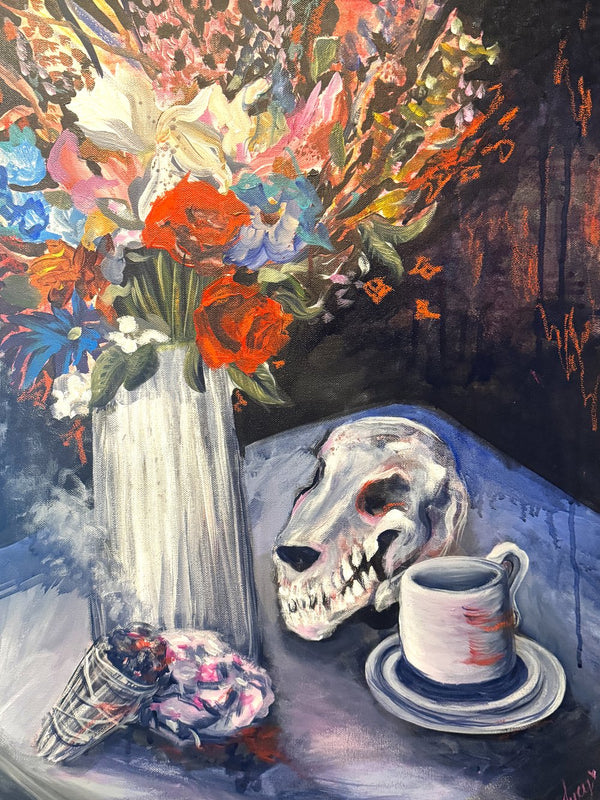 Bouquet and skull