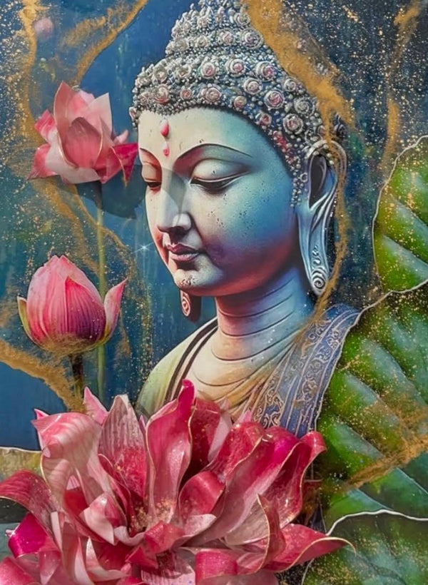 Buddha's Essence Captured in Resin and 3D Flowers