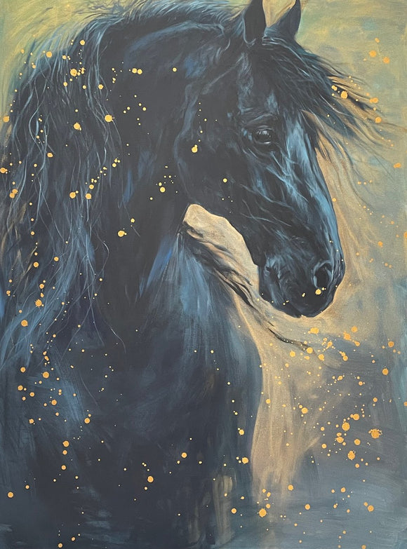 Black horse in gold