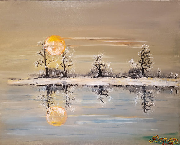 Winter, under moon