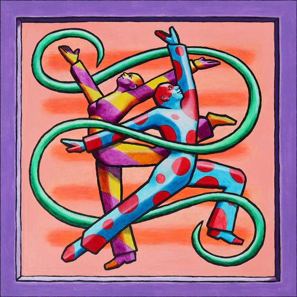 Two People with Stripes and Dots