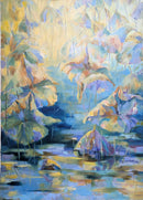Lotus Leaves. Rays on Calm Water.-1