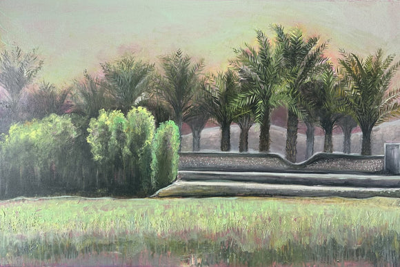 Palm trees in a village