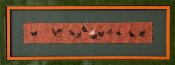 Hens On Red Fibres