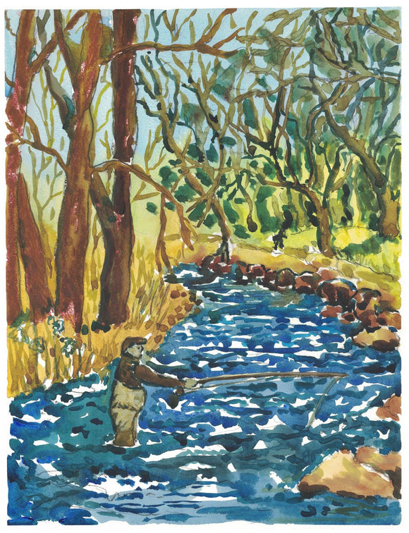 Landscape with Fisherman Painting