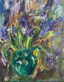Purple Hyacinths in a Green Vase-1