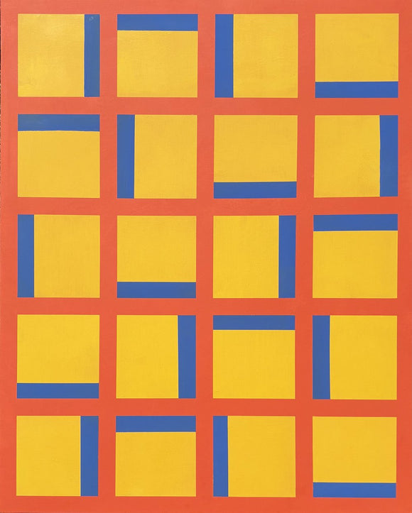 Yellow Squared on Red