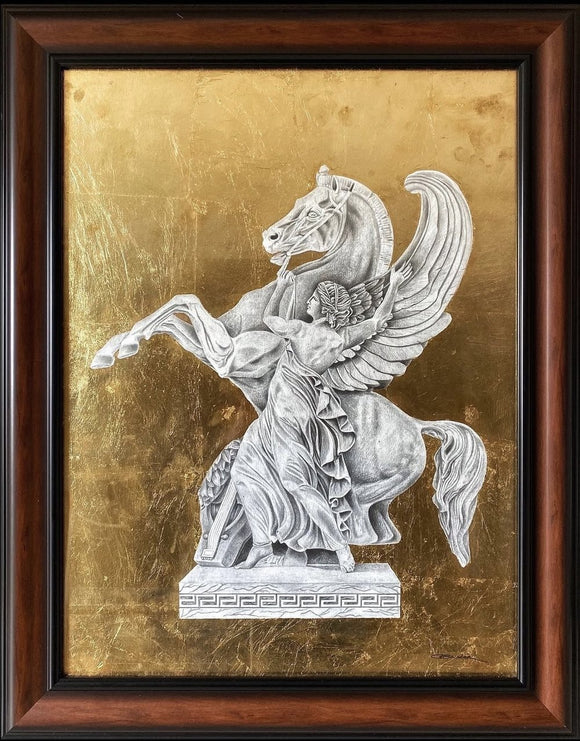 Fame holding Pegasus