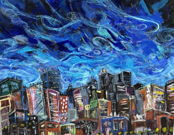 Starry night big city