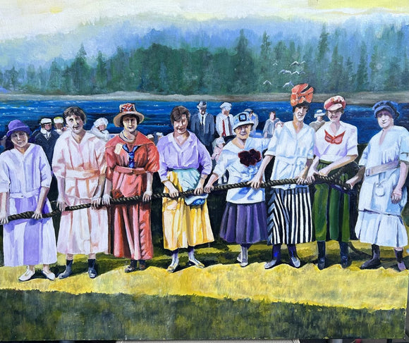 Women pulling together, at the brown sugar factory in British Columbia!