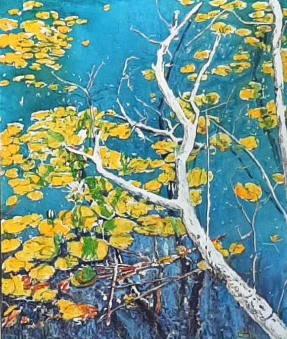birch and sun lilies