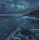 Glimmer — Dark Blue Ocean Painting on Canvas-1