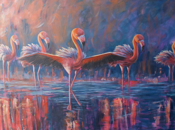 Be You — Large Flamingo Mixed Media Canvas Painting