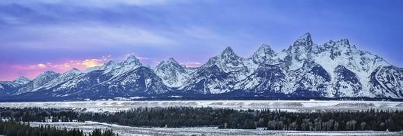 Winter Afterglow - Grand Teton Sunset Panorama