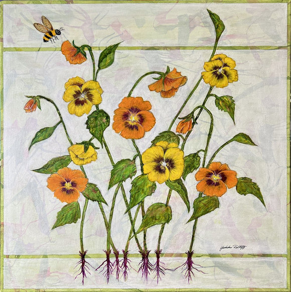 Pansies with Bee #1