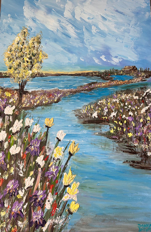 Irises on the Bank