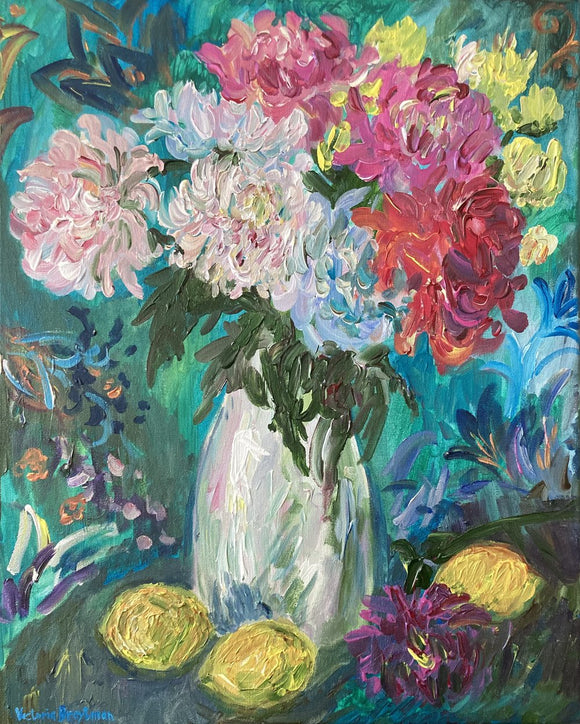 Still Life with Summer Flowers and Lemons