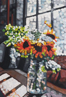 Sunflowers on windowsill-1