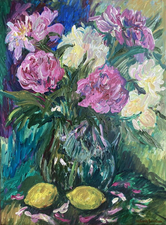Still Life with Peonies and Lemons