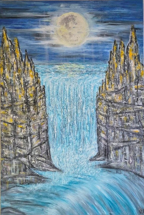 Waterfall in the moonlight