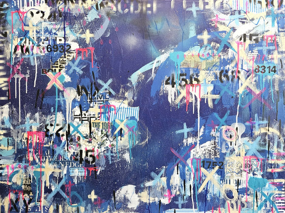 Graffiti Rococo in Blue and Pink original abstract expressionist painting