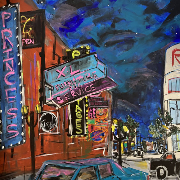 Neon museum in blue