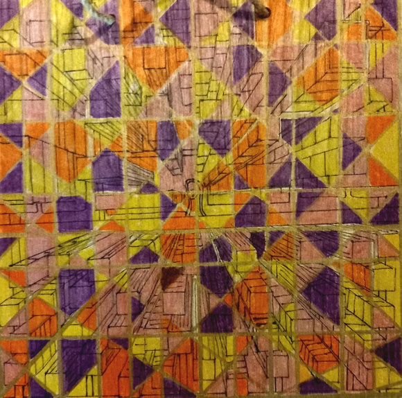 STAINED GLASS GRIDDED CITYSCAPE #05