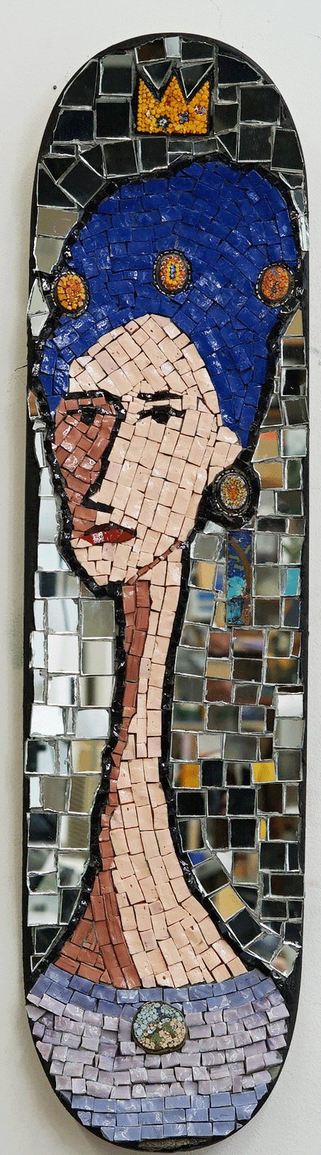 Woman with blue hair