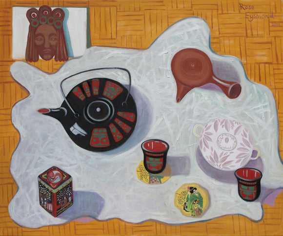 Still Life with the Black Tea Pot and and Old Chinese Mask