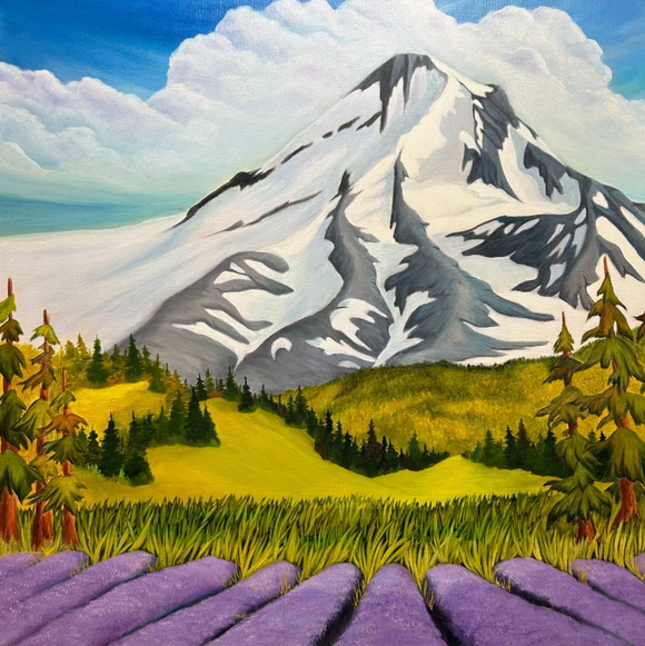 Lavender Fields and Mt. Hood